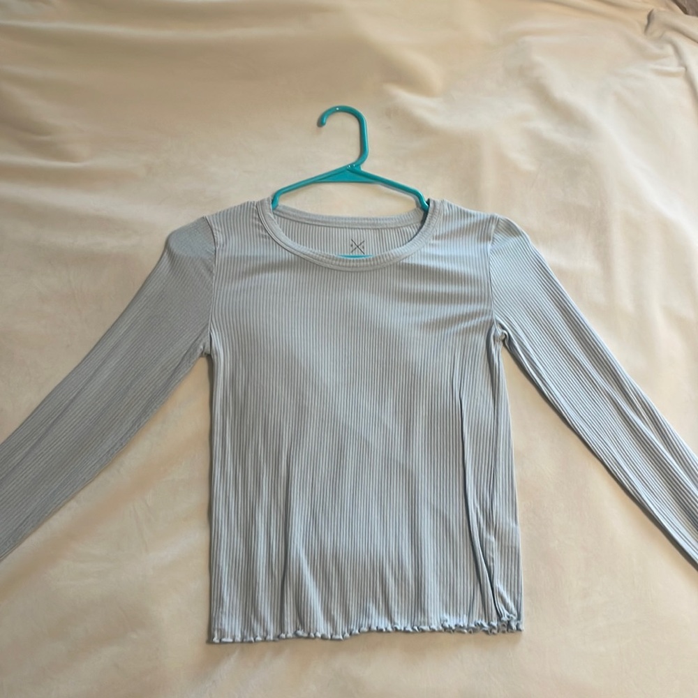 Pacsun Long Sleeve Top | Light Blue Long Sleeve Ribbed Shirt